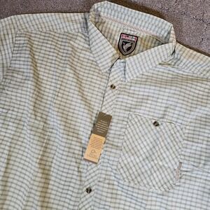 Ducks Unlimited Men's Size 3XL Shirt Lightweight Vented Green Plaid Short Sleeve